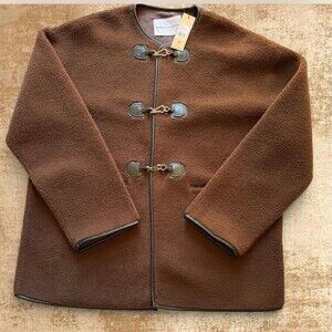 Rebecca Minkoff Jacket Womens Size L Brown Faux Shearling Toggle Pockets